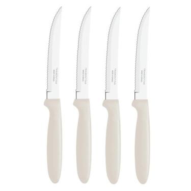 Imagem de Kit 4 peças Faca Churrasco Mesa Serra Tramontina Inox Cinza