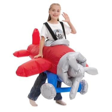Imagem de Inflatable Airplane Costume Kids Boys Girls, Blow up Flying Plane Cosplay Teen, Flight Halloween Rider Clothes Child Red