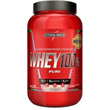 Imagem de Pote De Whey 100% Puro Sabor Morango 900g - Integralmédica