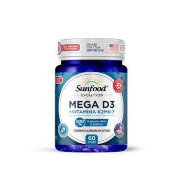 Imagem de MEGA D3 + VITAMINA K2 MK7 500MG 60 SOFTGELS SUNFOOD EVOLUTION