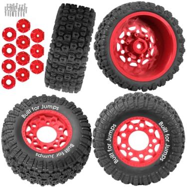 Imagem de BRCatWPark 4Pcs RC Wheels and Tires for Slash 2WD 4X4,Axia1,Rc 4wd,Red cat,Arrm a Senton,etc RC Truck,12/14/17mm Hex Wheels Rims and Rubber Tires,RC Short Course Truck Wheels Tires w/Sponge,Red
