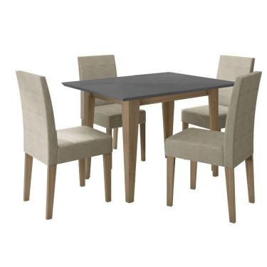 Imagem de Sala de Jantar Kate 120x90 Tampo com Vidro 4 Cadeiras Josi Poliman Moveis