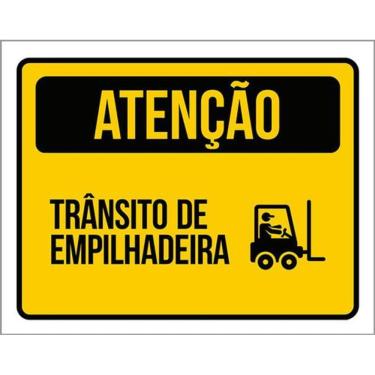 Imagem de Kit 3 Placas Sinalização - Atenção Trânsito De Empilhadeira