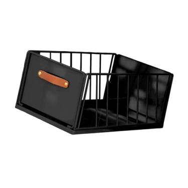 Imagem de Baoblaze Organizador de armário deslizante com gaveta deslizante de aço carbono, cesto de malha portátil para armário, escritório, banheiro e casa, Preto 25cm