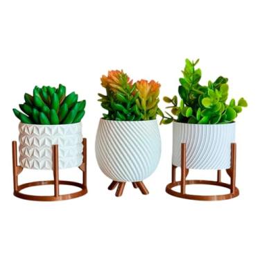 Imagem de Kit 3 Vasos Cachepot Minimalista Sala Decoração Plantinhas (Branco)