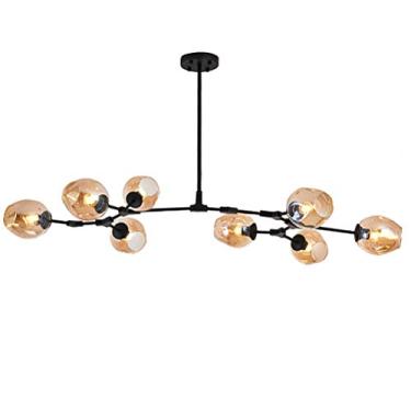Imagem de Lustre Sputnik moderno, lustre de metal com gradiente, luminária pendente de meados do século, luminária de teto dourada, compatível com corredor, bar, cozinha, sala de jantar (fumaça)