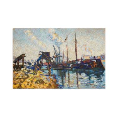 Imagem de Armand Guillaumin Famoso Arte de Parede Pôster-Impressões em Tela para sala de estar-Reprodução pinturas(Cais em Paris) 60x90cm Sem Moldura