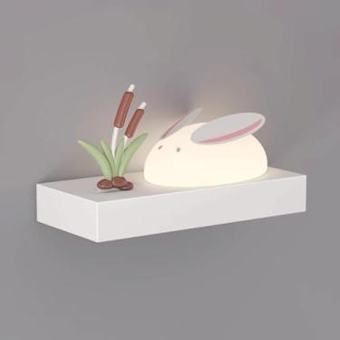 Imagem de Luminária de parede de coelho de desenho animado, luminária de parede moderna para quarto infantil, luz noturna LED branca de cabeceira, 3000K/4000K/6000K ajustável, 12W, luminária de parede
