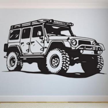 Imagem de Adesivos de parede de veículos off-road, pôsteres de parede Jeep, decalques artísticos de carro, decorações de quarto infantil, murais 140 x 70 cm
