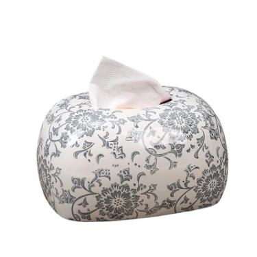 Imagem de Porta-lenços de papel de cerâmica para mesa de jantar, mesa de café, sala de estar, caixa de guardanapo, suporte de caixa de lenços (preto)