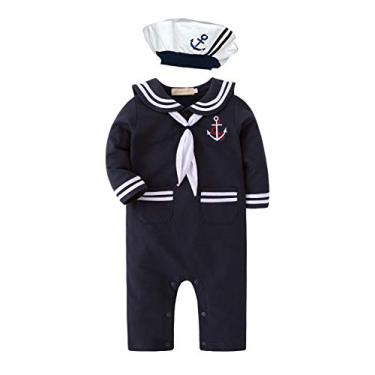 Imagem de Macaquinho infantil May's Baby com listras marinheiro azul-marinho, Azul-marinho, 2-3 Years