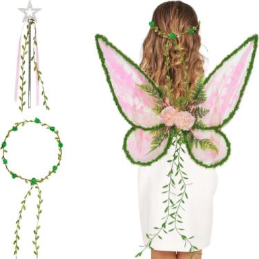 Imagem de YKW Fairy Wings Adult Women, Sparkle Butterfly Wings Costume Halloween Dress Up Party Favor, Angel Fantasy Cosplay (Green(Pink))