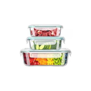 Imagem de Conjunto de recipientes de vidro, retangulares herméticos, 3 unidades 
