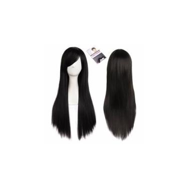 Imagem de Peruca lisa Kanekalon, cor preta, 70 cm, tons muito naturais - Lightbe