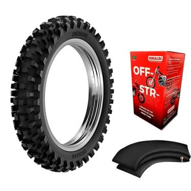 Imagem de Kit Pneu Cross Trilha 110/100-18 Rw33 Rinaldi + Câmara Reforçada