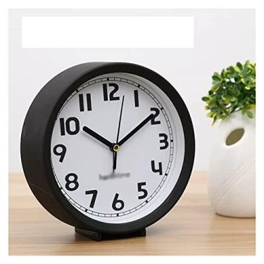 Imagem de Despertador quarto 15 cm redondo despertador com algarismos arábicos, silencioso sem tique-taque, luz de fundo, relógio de mesa operado por bateria relógio de cabeceira (cor: D) (latão)