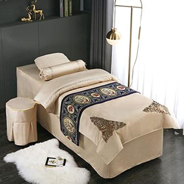 Imagem de Colcha Beauty Conjunto de 4 peças de algodão e linho capa de cama de massagem de fisioterapia europeia espessa (amarelo 80 x 190 cm)