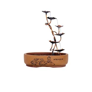 Imagem de XFNVXC Fonte decorativa interna de mesa, cobre, cerâmica, aquário, fonte de água fluida, sala de estar, decoração de casa, ornamento, fonte de jardim