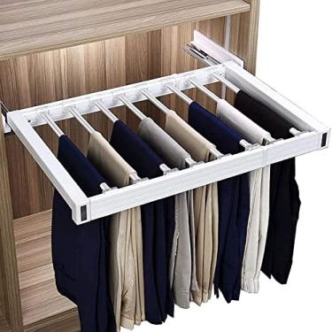 Imagem de Cabide para calças cabide removível para calças, suporte para gaveta de calças com calha de amortecimento, cabide ajustável em largura, trilho deslizante para cabides, organizador de