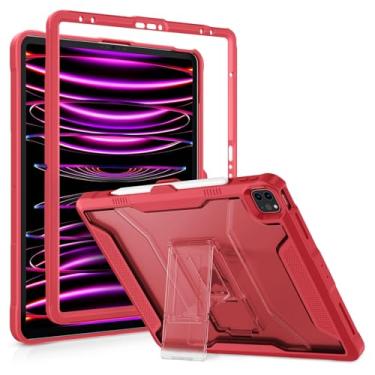 Imagem de DTTO Capa para iPad Pro de 13 polegadas (M4) 2024, iPad Air de 13 polegadas (M3/M2) 2024, iPad Pro 12.9 6ª/5ª/4ª geração 2022/2021/2020, capa protetora robusta à prova de choque com suporte, vinho