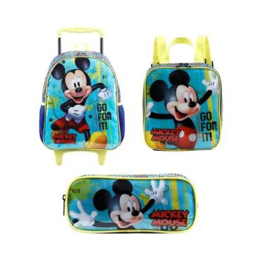 Imagem de Kit Mochila com Rodas 14 Lancheira Estojo Mickey X2 - Xeryus