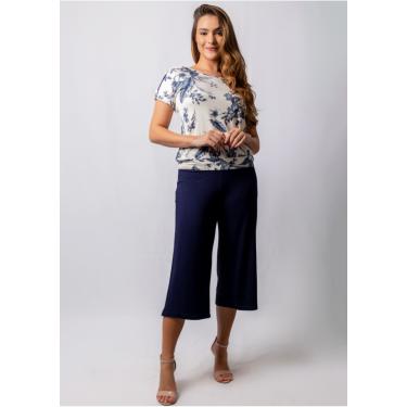 Imagem de Calça Pau a Pique Pantacourt Básica Azul Marinho