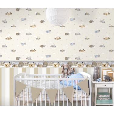 Imagem de Faixa de Parede Treboli Bege Animais Dormindo 5913