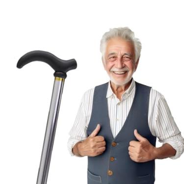 Imagem de Bengala Ortopédica Ajustável em Alumínio, Anatômica, 74-90cm, Suporta 120kg, 5 Níveis de Ajuste, Ponta Antiderrapante Prata