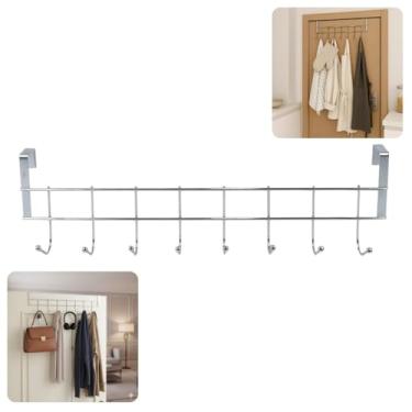 Imagem de Cabide Porta Metal 8 Ganchos Cabideiro Organizador Multiuso Roupas Bolsas Toalhas Acessório Suporte Porta Cozinha Quarto Banheiro Hall Entrada Resistência Durabilidade Economia Espaço Organização