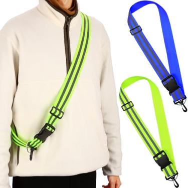 Imagem de Saintrygo 2 peças de faixa refletiva de corrida de alta visibilidade jaqueta refletiva de segurança faixa ajustável para caminhada e ciclismo à noite (verde fluorescente, azul)
