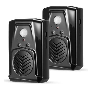 Imagem de Alto-falante reprodutor de som ativado por sensor de movimento PIR com cabo USB, baixe seus próprios arquivos de áudio MP3 para reproduzir fala, música ou efeitos sonoros (preto — 2 peças)