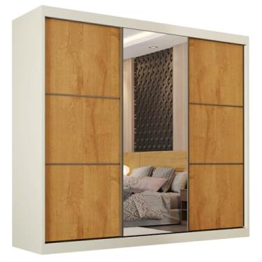 Imagem de Guarda Roupas Casal 3 Portas de Correr Com Espelho 100% MDF Flex 6 Gavetas Argel