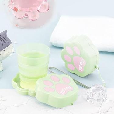 Imagem de Copo dobrável para viagem, acampamento, dobrável, portátil, copo de água comprimido para casa ao ar livre copo telescópico verde