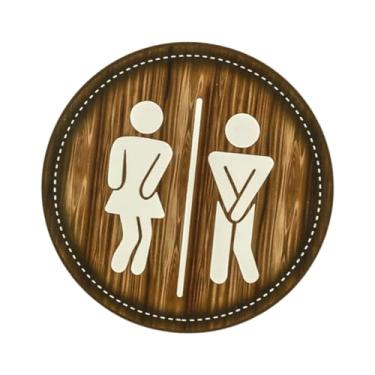 Imagem de Bothyi Placa de banheiro de madeira Placa de banheiro Decoração elegante para Arte de parede rústica Placas de parede para masculino e feminino para porta de