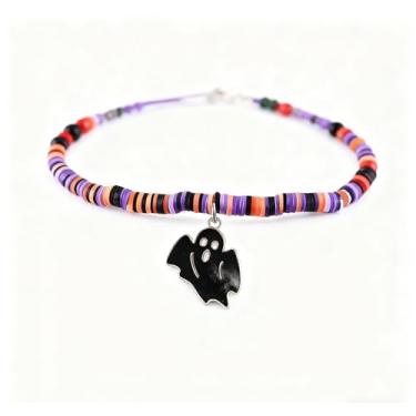 Imagem de Pulseiras femininas com pingente de Halloween com cordão ajustável com abóbora, gato, fantasma, morcego, caveira, presentes de festa de Halloween, One Size, Liga de aço, Sem Pedra Preciosa