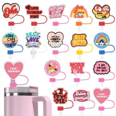 Imagem de Conjunto de tampas de palha de 10 mm de tampas de canudo reutilizáveis para viagens, piqueniques, fitness, decoração de festa e proteção