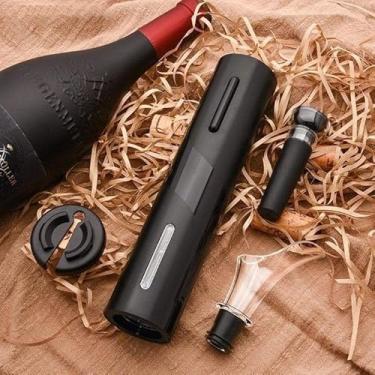 Imagem de Kit Elétrico Premium para Vinho – Abridor Automático, Cortador de Lacre, Rolha a Vácuo e Bico Dosador
