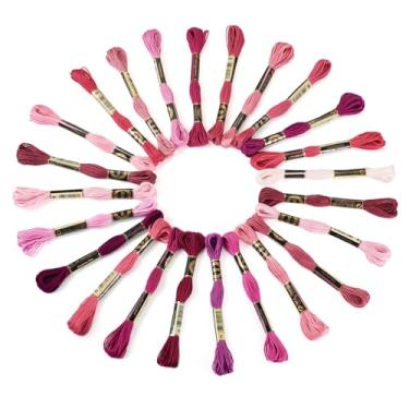 Imagem de Pulseira de amizade de 1 mm, 24 novelos, rosa, 6 camadas, fio de bordado de ponto cruz para máquina de costura, costura manual