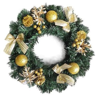 Imagem de Guirlanda de Natal com Bolas Douradas Laços Azevinhos 40cm