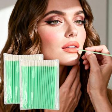 Imagem de 100 pincéis labiais, pincéis descartáveis para lábios, aplicadores de brilho labial, aplicadores de bastão de brilho labial, kits de ferramentas de maquiagem perfeitos