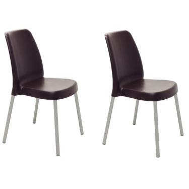 Imagem de Kit 2 Cadeiras Vanda Em Polipropileno Marrom Com Pernas De Alumínio Tramontina 92053/919
