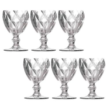Imagem de Conjunto 6 Taças Vinho Água Diamante Clear Vidro Class Home