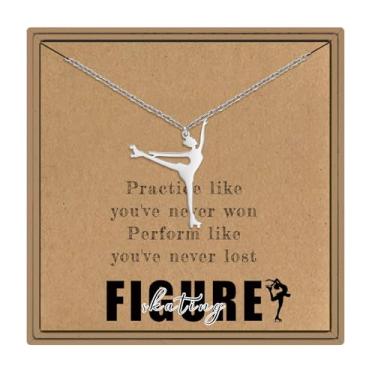 Imagem de ARHTF Colar feminino de patinação artística com tema de patinação no gelo, lembrancinhas de festa, acessórios de patinação no gelo, adjustable, Aço inoxidável, Sem Pedra Preciosa