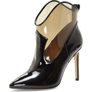Imagem de Jessica Simpson Bota feminina Periya de couro sintético com salto transparente, Preto, 5.5