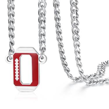 Imagem de NUKAYAI Colar de futebol masculino, pingente de letra A a Z, corrente de futebol de aço inoxidável, 50,8 cm, presentes personalizados para fãs de jogadores e amantes de times, 20", Aço inoxidável, Sem