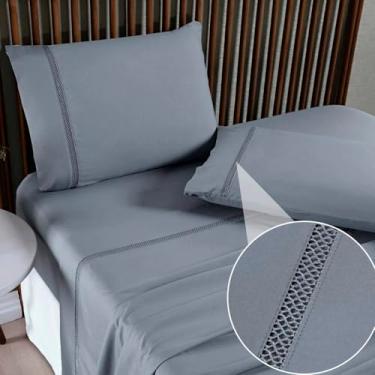 Imagem de Jogo de Lençol Liso Ponto Infinity 04 Peças Micropercal 400 Fios Toque Macio Cor (CINZA, KING)