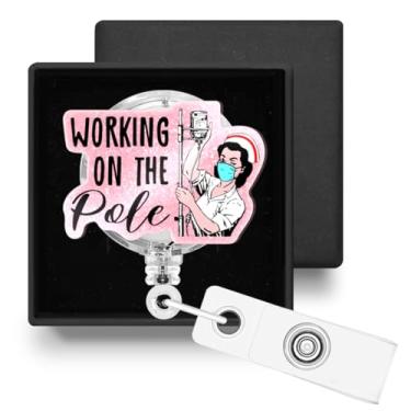 Imagem de Presentes para trabalhadores hospitalares, enfermeiras, assistentes médicos, enfermeiras, engraçados, retráteis, porta-cartões de identificação com clipe jacaré, crachá retrátil com clipe jacaré, para