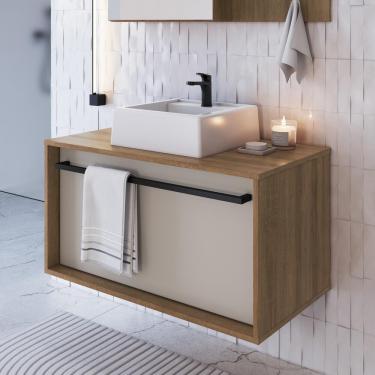 Imagem de Gabinete De Banheiro Com Cuba 01 Gaveta 80cm Mel Arenas Proddy Mel Arenas