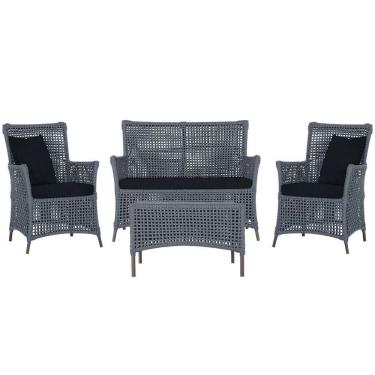 Imagem de Jogo Sofá 2 Poltronas E Mesa Igapó Marrom E12 Trama Original Prata