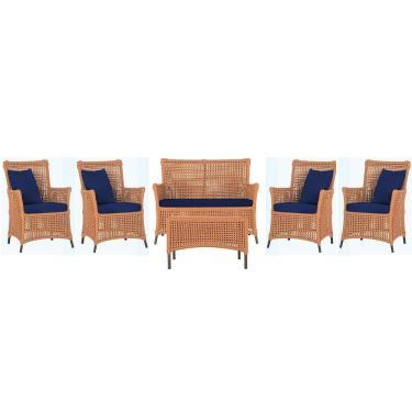 Imagem de Jogo Sofá 4 Poltronas E Mesa Igapó Marrom E10 Trama Original Terra Cota